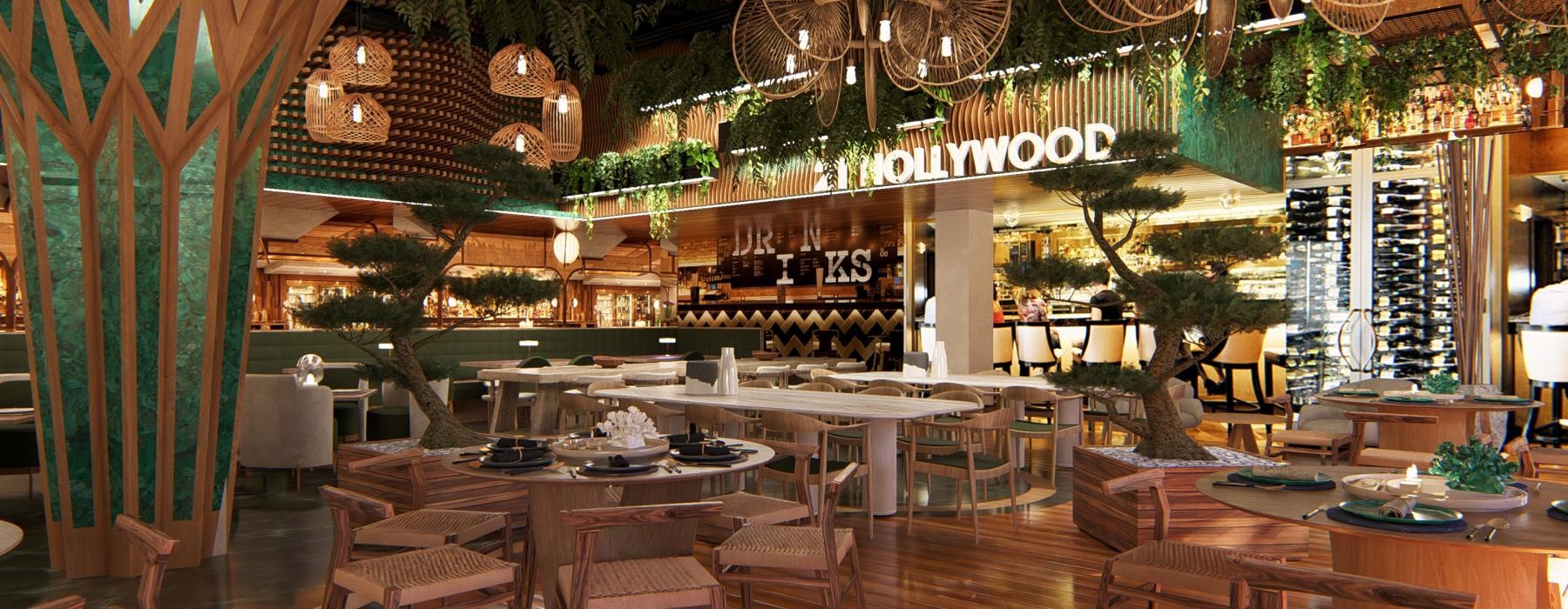 a restaurant with tables and chairs